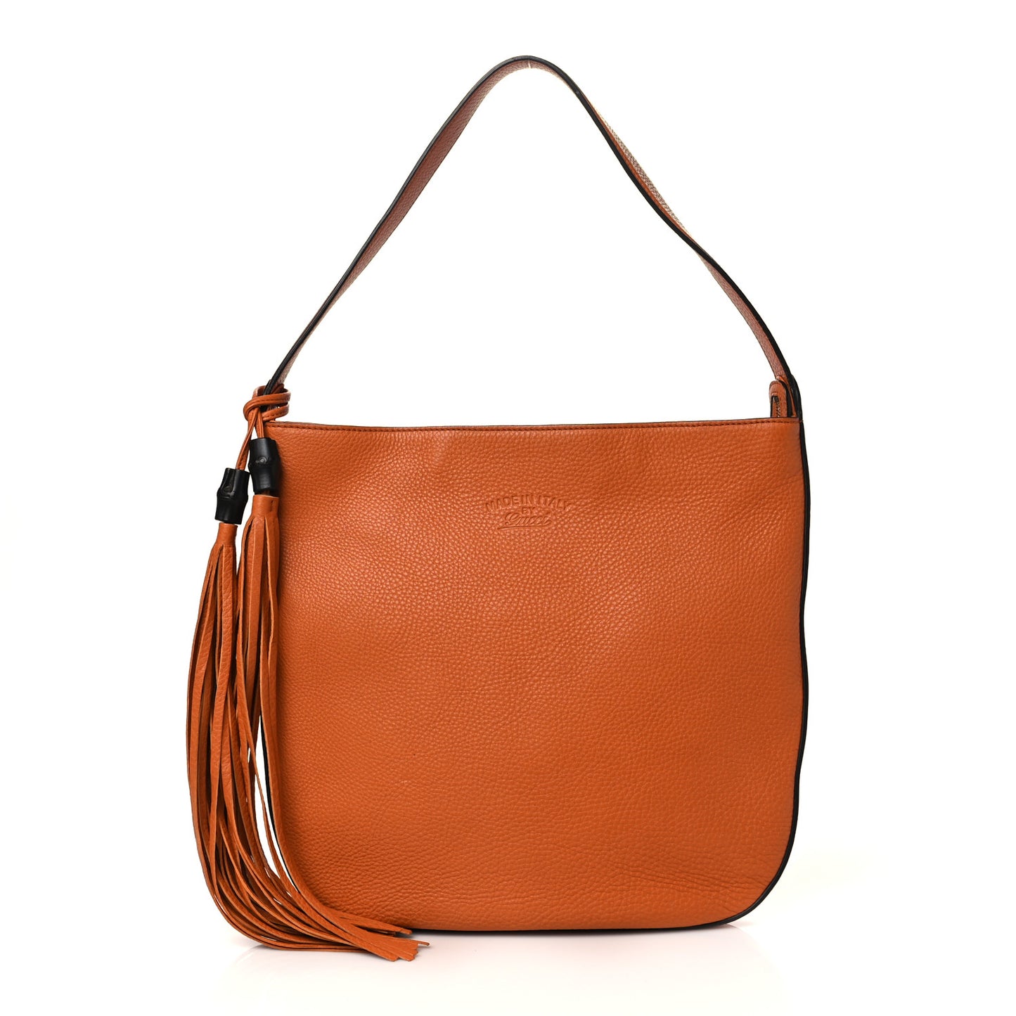 Pebbled Calfskin Lady Tassel Hobo Bag Brown
