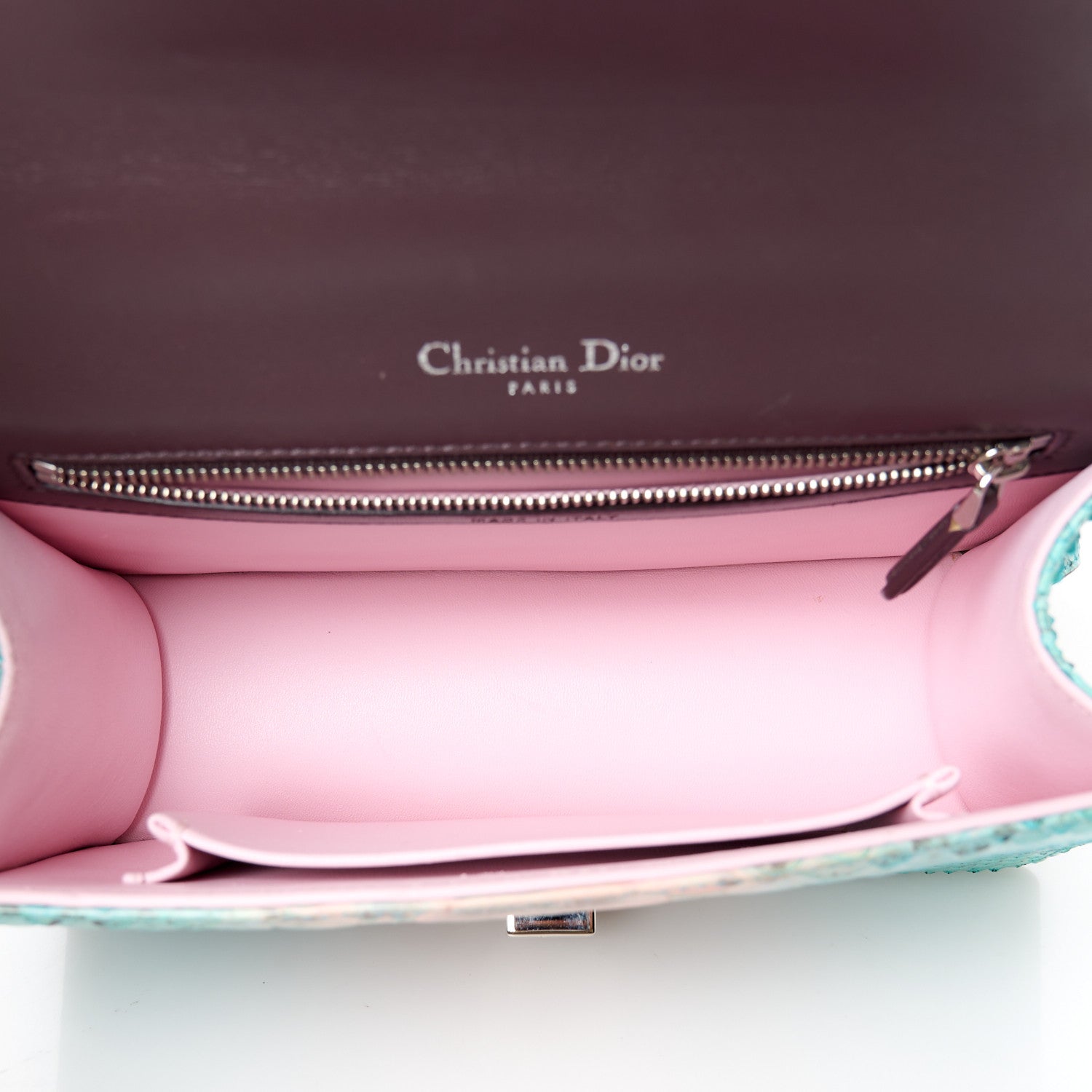 Christian Dior Snakeskin Gradient Small Diorama Flap Bag Turquoise Beige 5 of 11