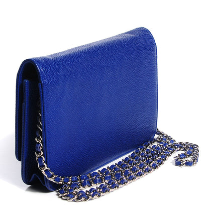 Chanel Caviar Wallet on Chain WOC Blue 3 of 8