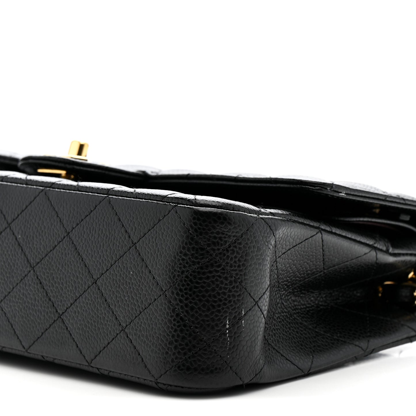Caviar Quilted Medium Double Flap Black