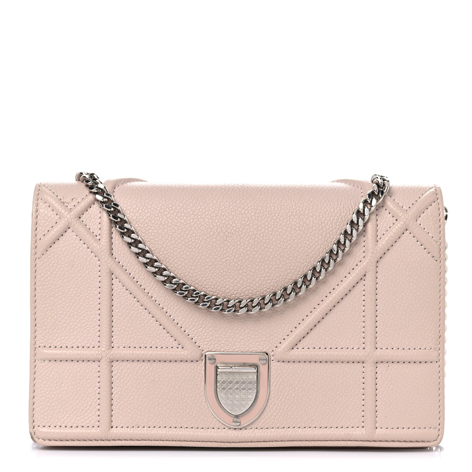 Christian Dior Grained Calfskin Diorama Wallet on Chain Pouch Rose Poudre 1 of 23