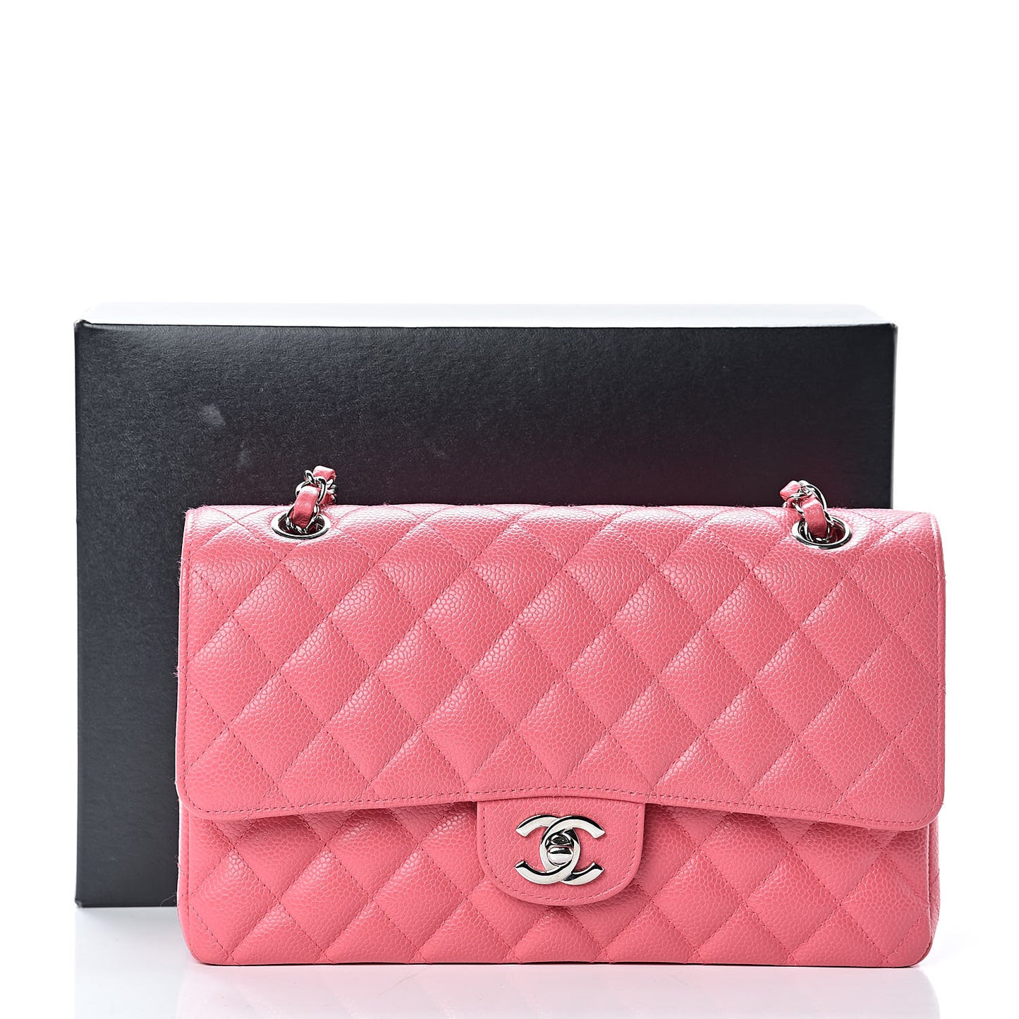 Caviar Quilted Medium Double Flap Dark Pink