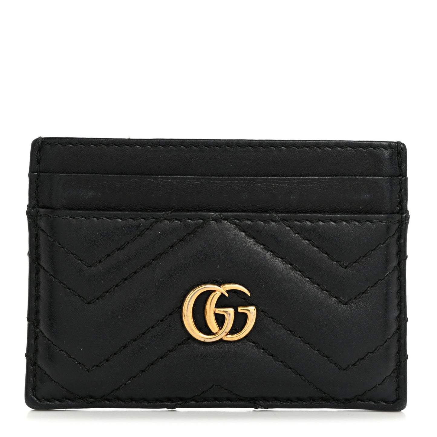 Calfskin Matelasse GG Marmont Card Holder Black