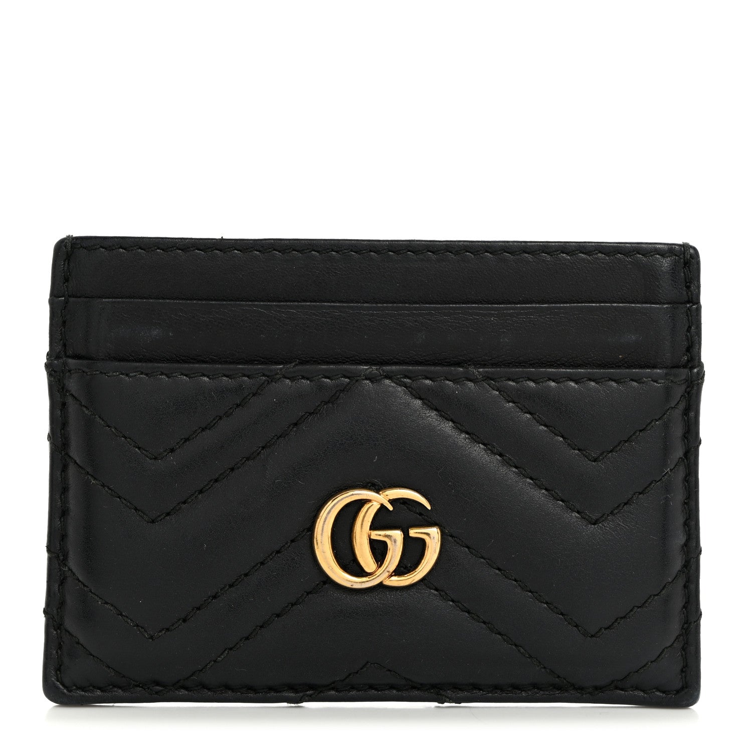 Gucci Calfskin Matelasse GG Marmont Card Holder Black 1 of 6