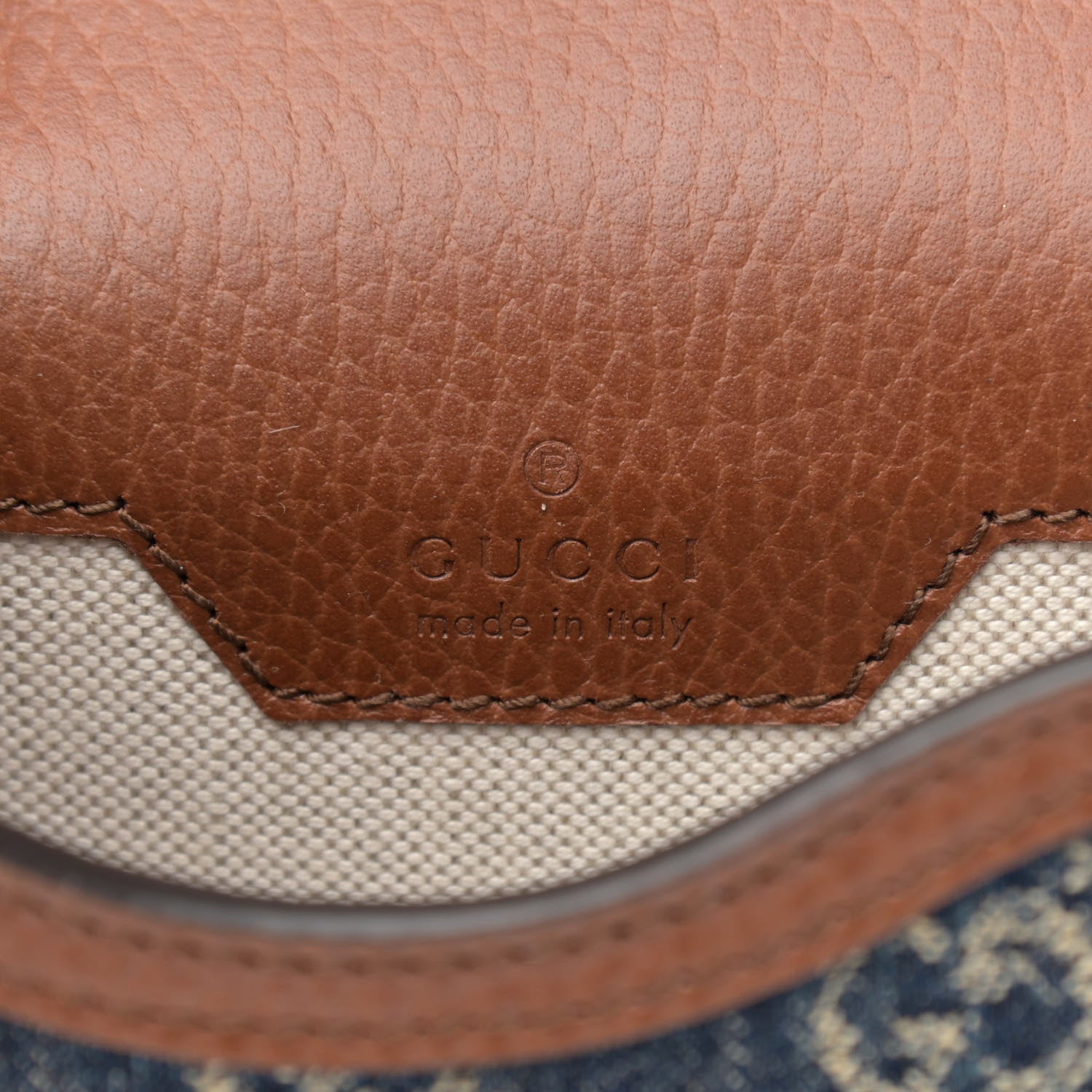 Gucci New Denim GG Monogram Dollar Calfskin Mini Horsebit 1955 Crossbody Bag Blue Tea Cuir Epilog 6 of 13