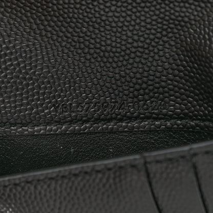 Saint Laurent Grain De Poudre Matelasse Chevron Monogram Zipped Two-Part Wallet Black 6 of 7