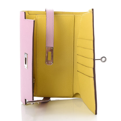 Hermes Epsom Medium Kelly Wallet Mauve Sylvestre Jaune de Naples 5 of 8