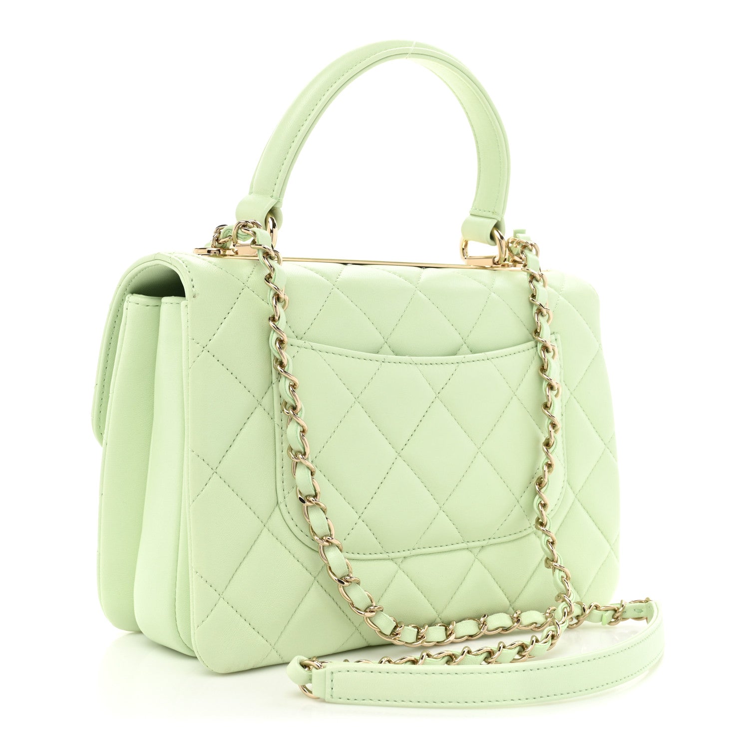 Chanel Lambskin Quilted Small Trendy CC Flap Dual Handle Bag Light Green 3 of 17