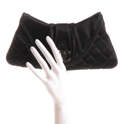 Chanel Satin Quilted Flap Clutch Black 2 of 7