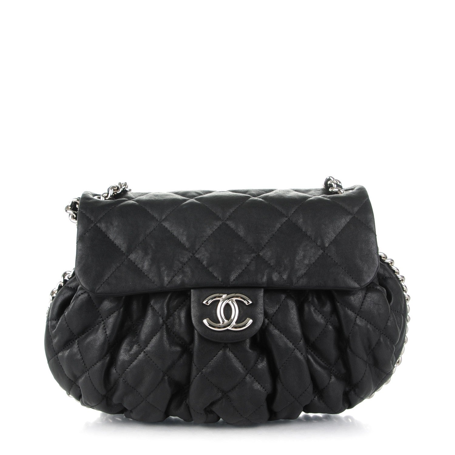 Chanel Washed Lambskin Quilted Medium Chain Around Messenger Black 1 of 7