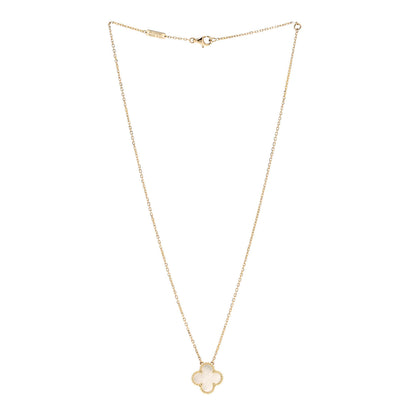 Van Cleef & Arpels 18K Yellow Gold Mother of Pearl Vintage Alhambra Pendant Necklace 3 of 5