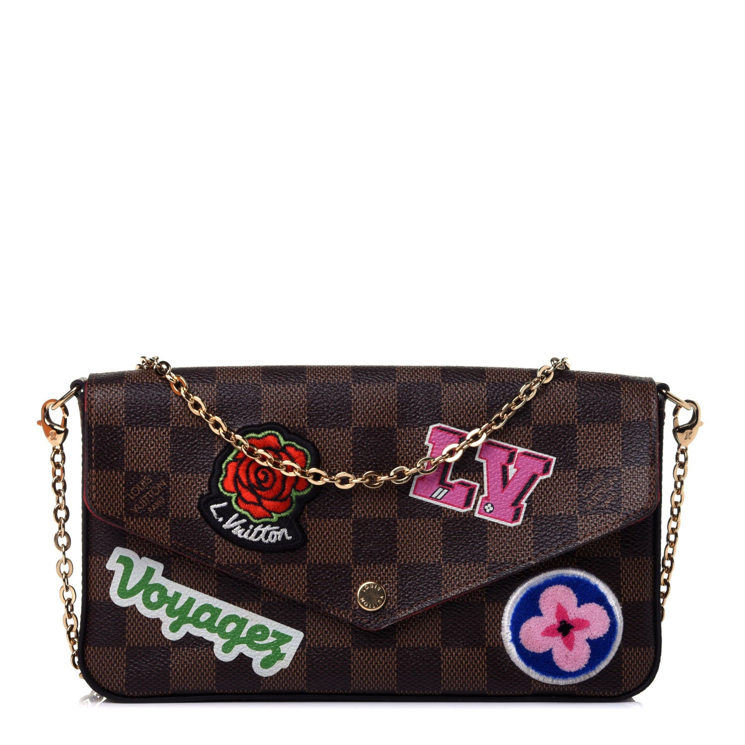 Louis Vuitton Damier Ebene LV Stories Pochette Felicie Chain Wallet 1 of 11