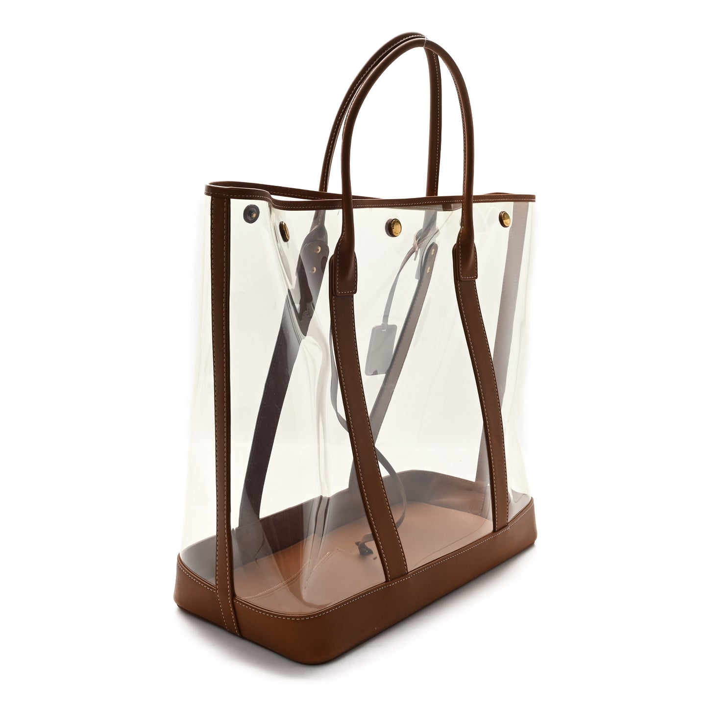 Calfskin Vinyl Cabas Tote Brown