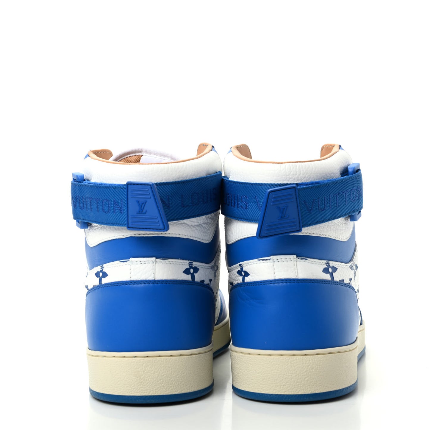 Calfskin Monogram Mens Rivoli High Top Sneakers 9 Blue