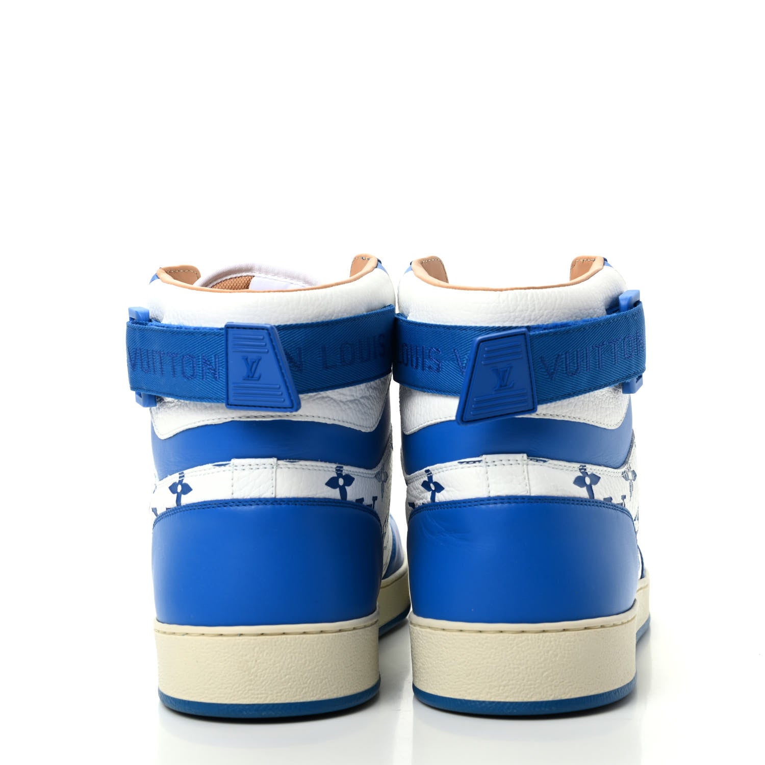Louis Vuitton Calfskin Monogram Mens Rivoli High Top Sneakers 9 Blue 6 of 9
