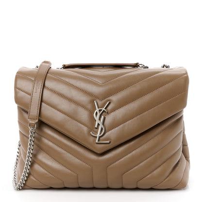 Saint Laurent Calfskin Y Quilted Monogram Medium Loulou Chain Satchel Dark Beige 1 of 11