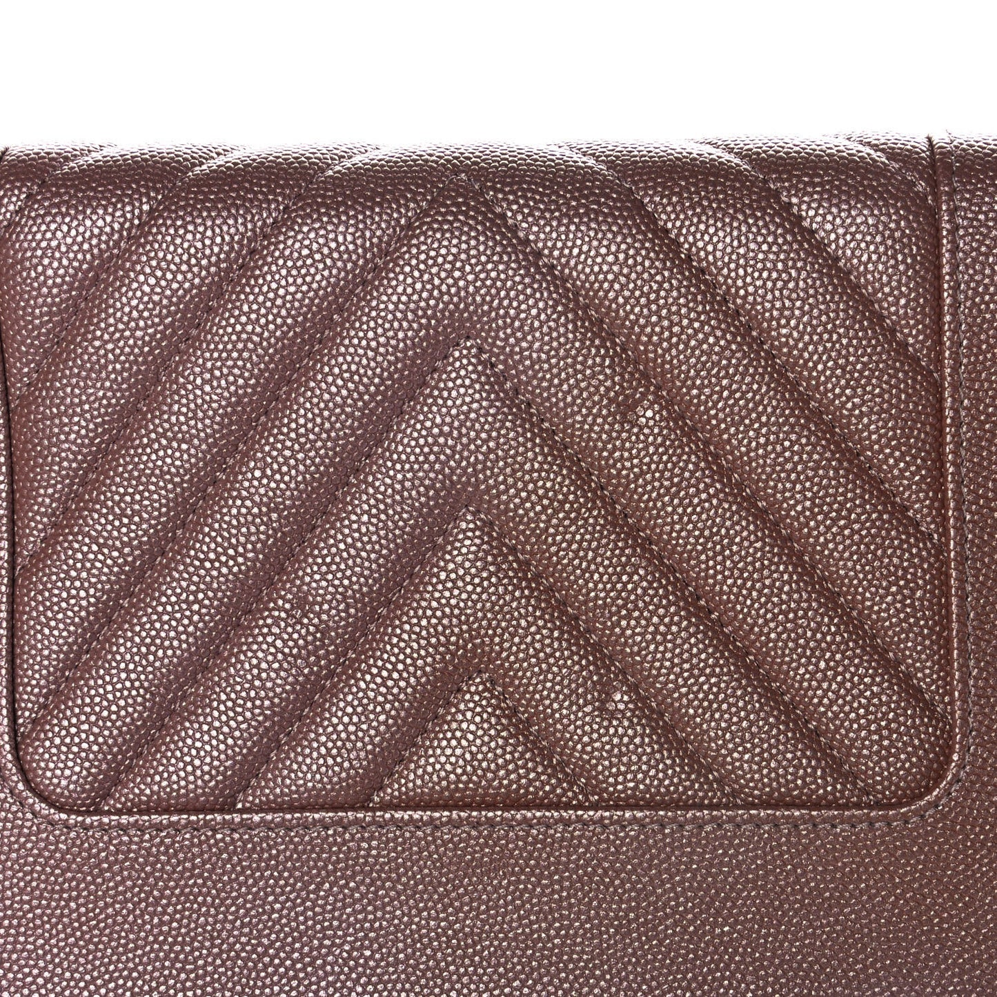 Metallic Caviar Chevron Quilted Vintage Mademoiselle Wallet On Chain WOC Pink