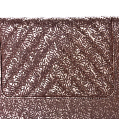 Chanel Metallic Caviar Chevron Quilted Vintage Mademoiselle Wallet On Chain WOC Pink 9 of 11