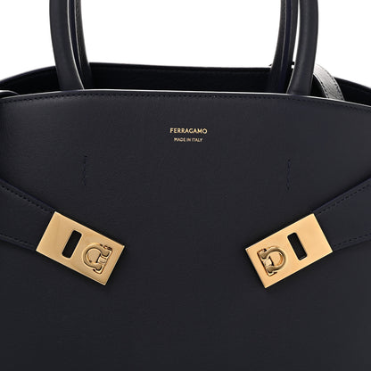 Salvatore Ferragamo Calfskin Small Hug Bag Midnight 8 of 10