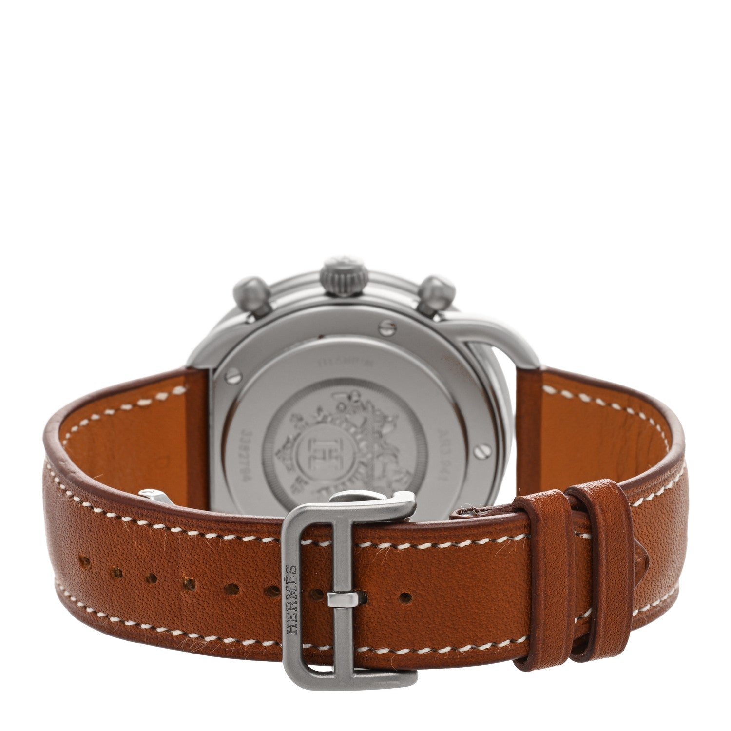 Hermes Titanium Barenia 41mm Chronograph Arceau Automatic Watch Cognac 3 of 5