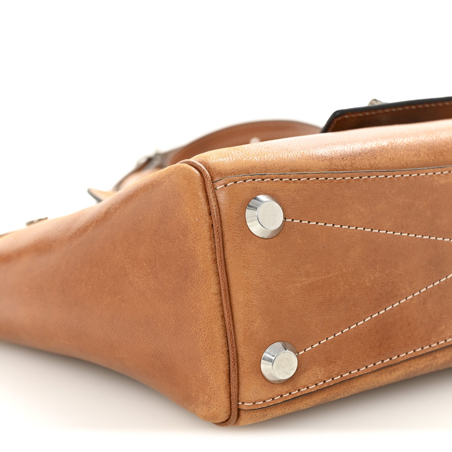 Balenciaga Vegetable Tanned Lambskin Mini Bel Air Carry All Bag Tan Cowboy 8 of 10