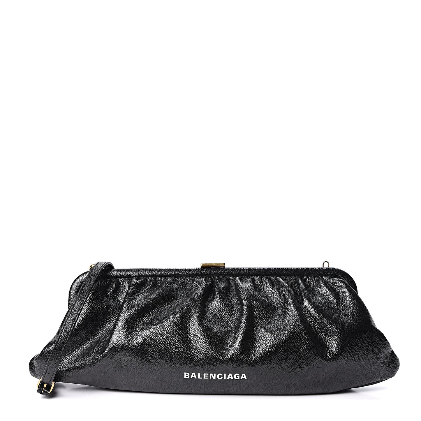Grained Calfskin Logo XL Cloud Clutch Black