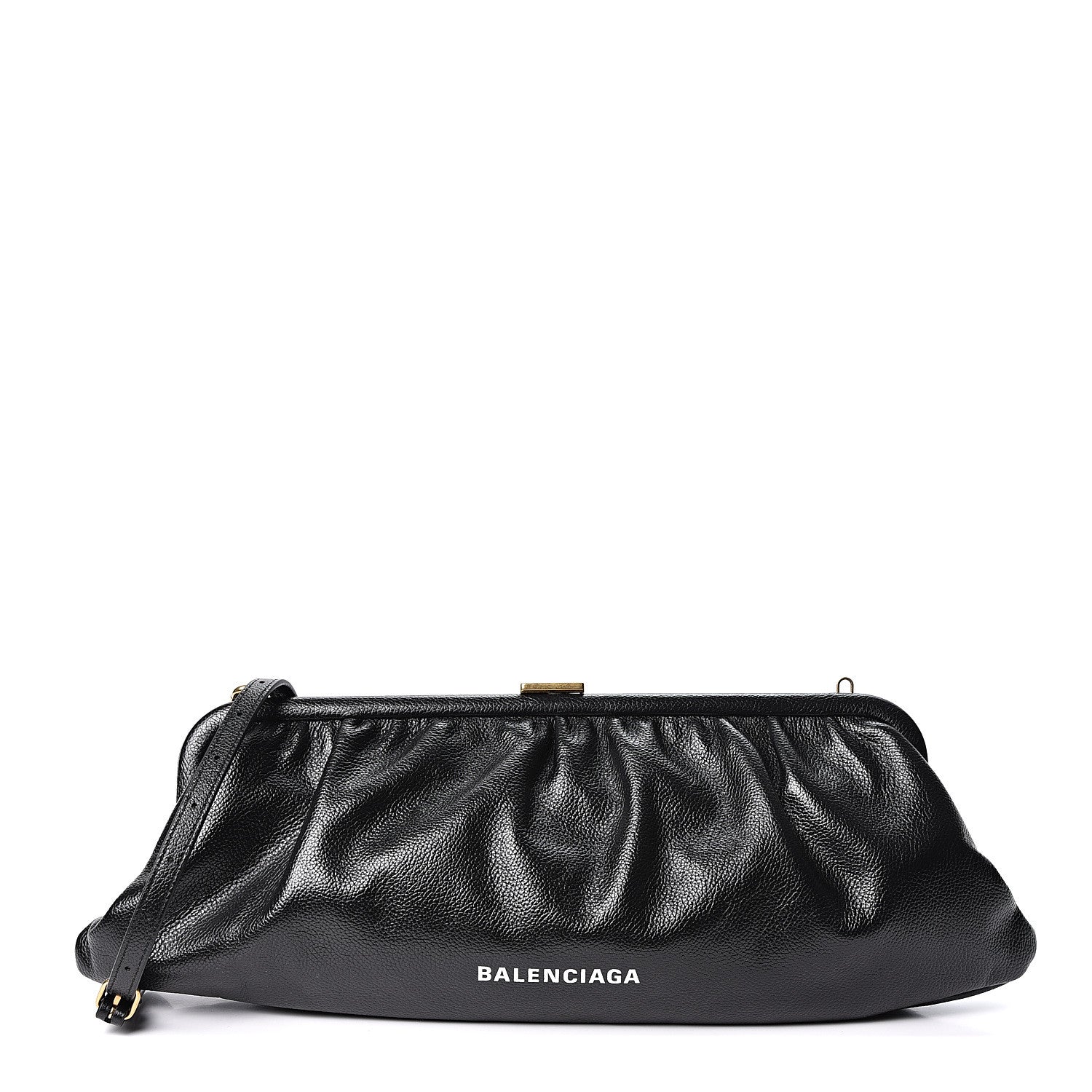 Balenciaga Grained Calfskin Logo XL Cloud Clutch Black 1 of 9
