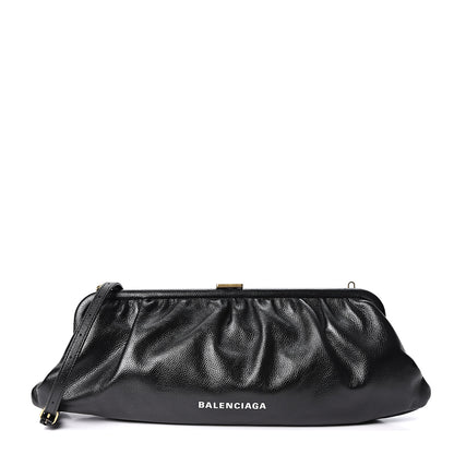 Balenciaga Grained Calfskin Logo XL Cloud Clutch Black 1 of 9