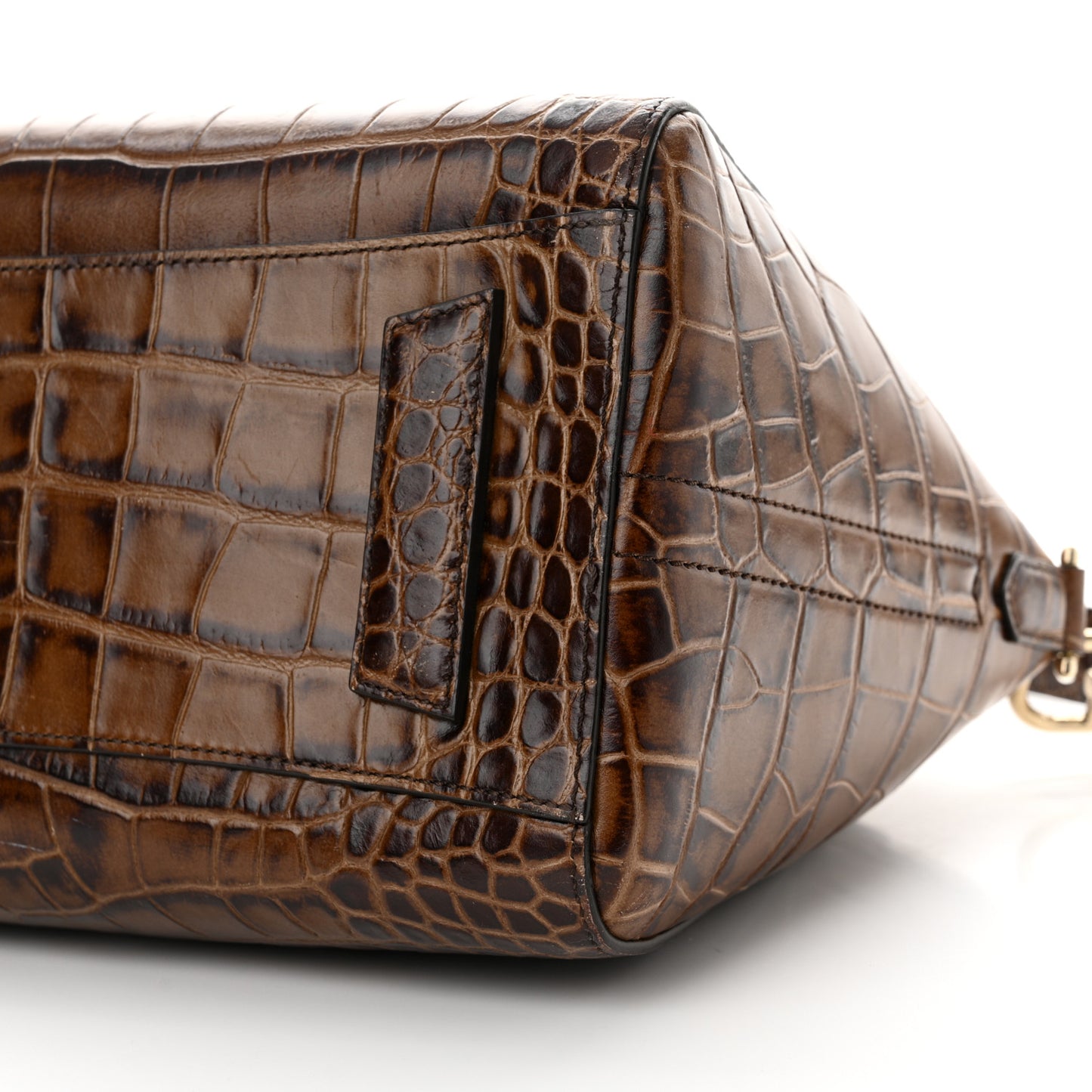 Calfskin Crocodile Embossed Small Antigona Brown