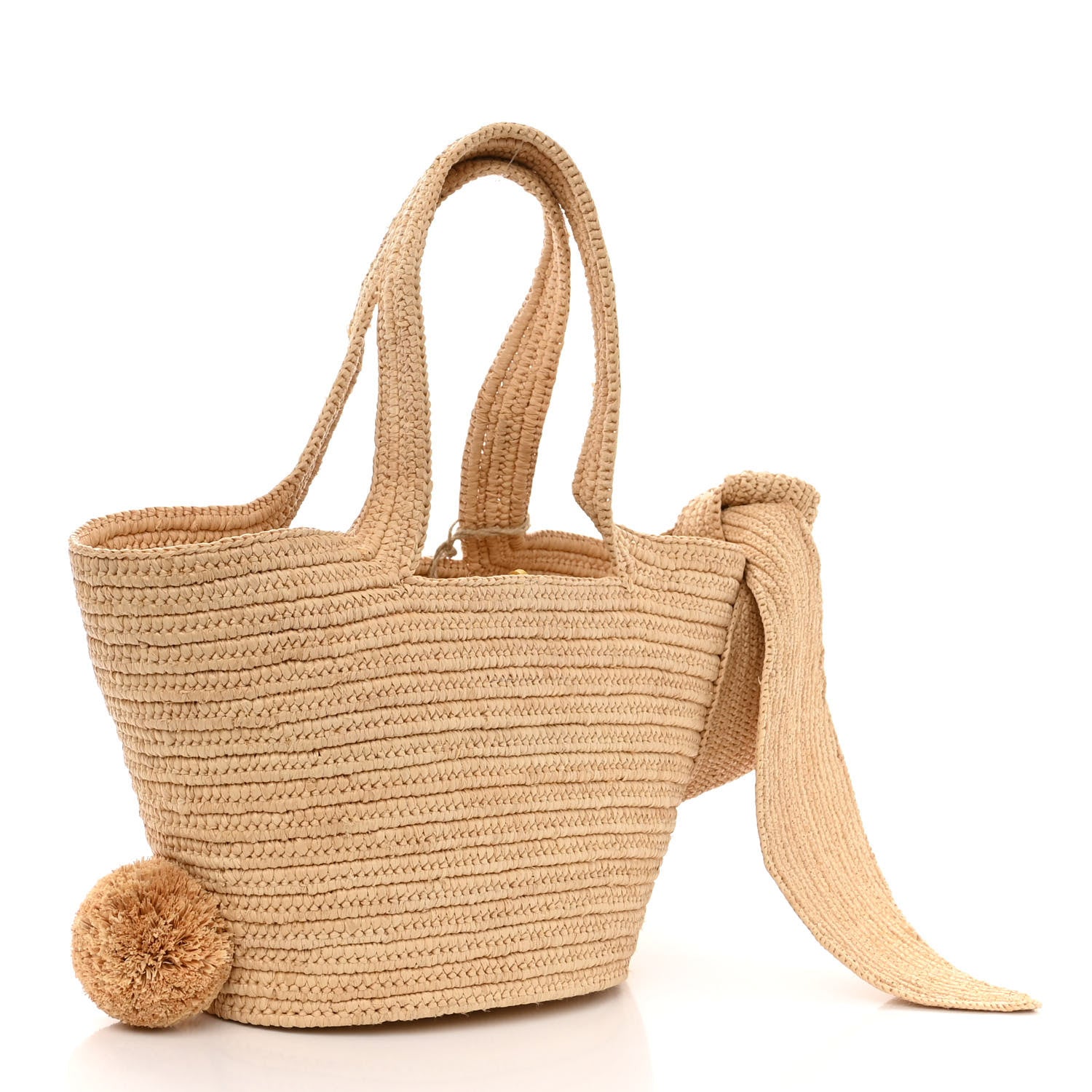 Loewe Raffia Calfskin Small Bunny Basket Tote Bag Natural 3 of 11