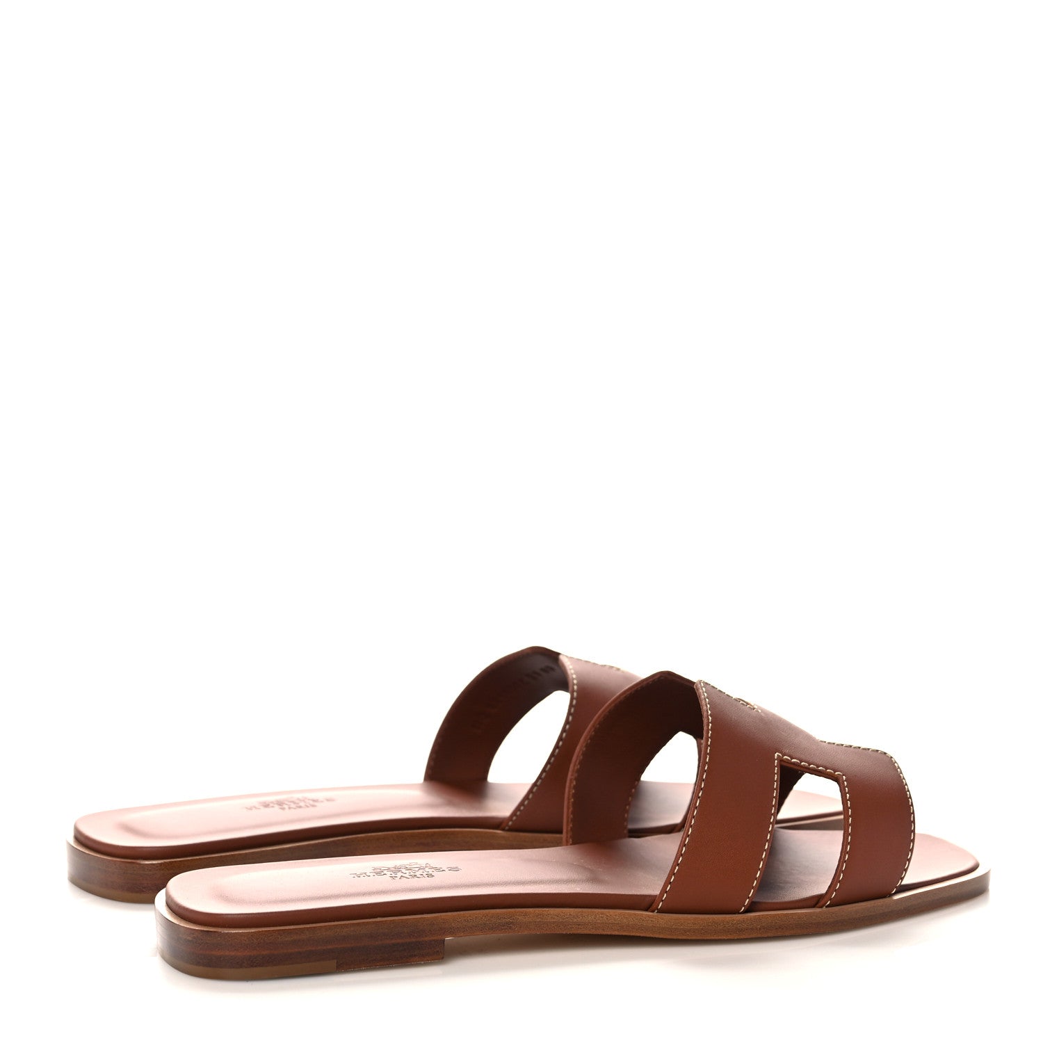 Hermes Box Calfskin Oran Sandals 37 Gold 4 of 9