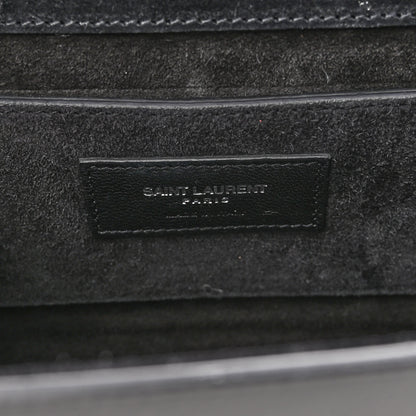 Saint Laurent Calfskin Fringe Medium Snake Monogram Satchel Black 7 of 9