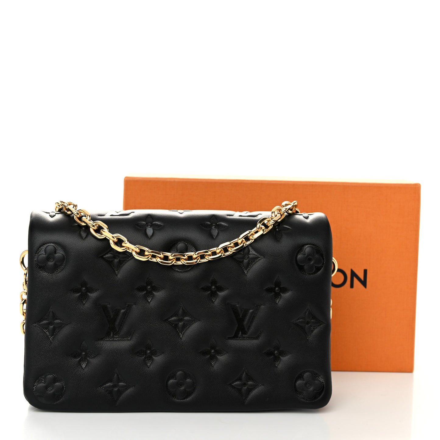 Lambskin Embossed Monogram Pochette Coussin Black
