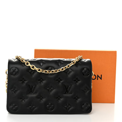 Louis Vuitton Lambskin Embossed Monogram Pochette Coussin Black 10 of 10