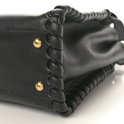 Fendi Vitello Seta Lace Up Medium Peekaboo Iconic Satchel Black 10 of 12