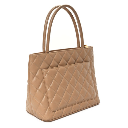 Chanel Caviar Quilted Medallion Tote Beige 3 of 10