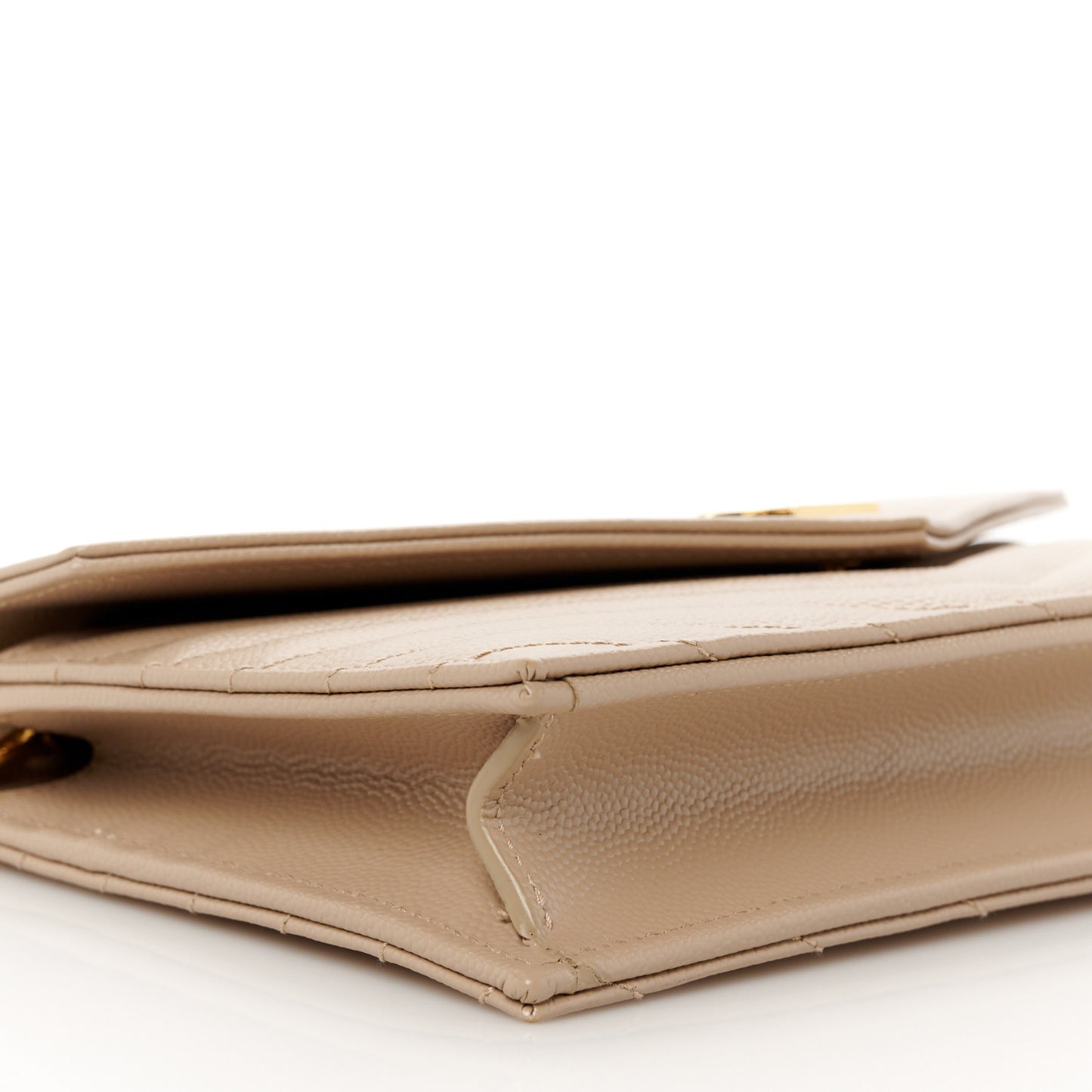 Grain De Poudre Matelasse Chevron Monogram Envelope Chain Wallet Dark Beige