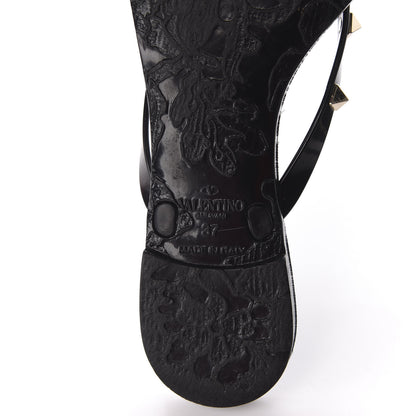 Valentino Garavani PVC Jelly Rockstud Bow Thong Sandals 37 Black 8 of 9