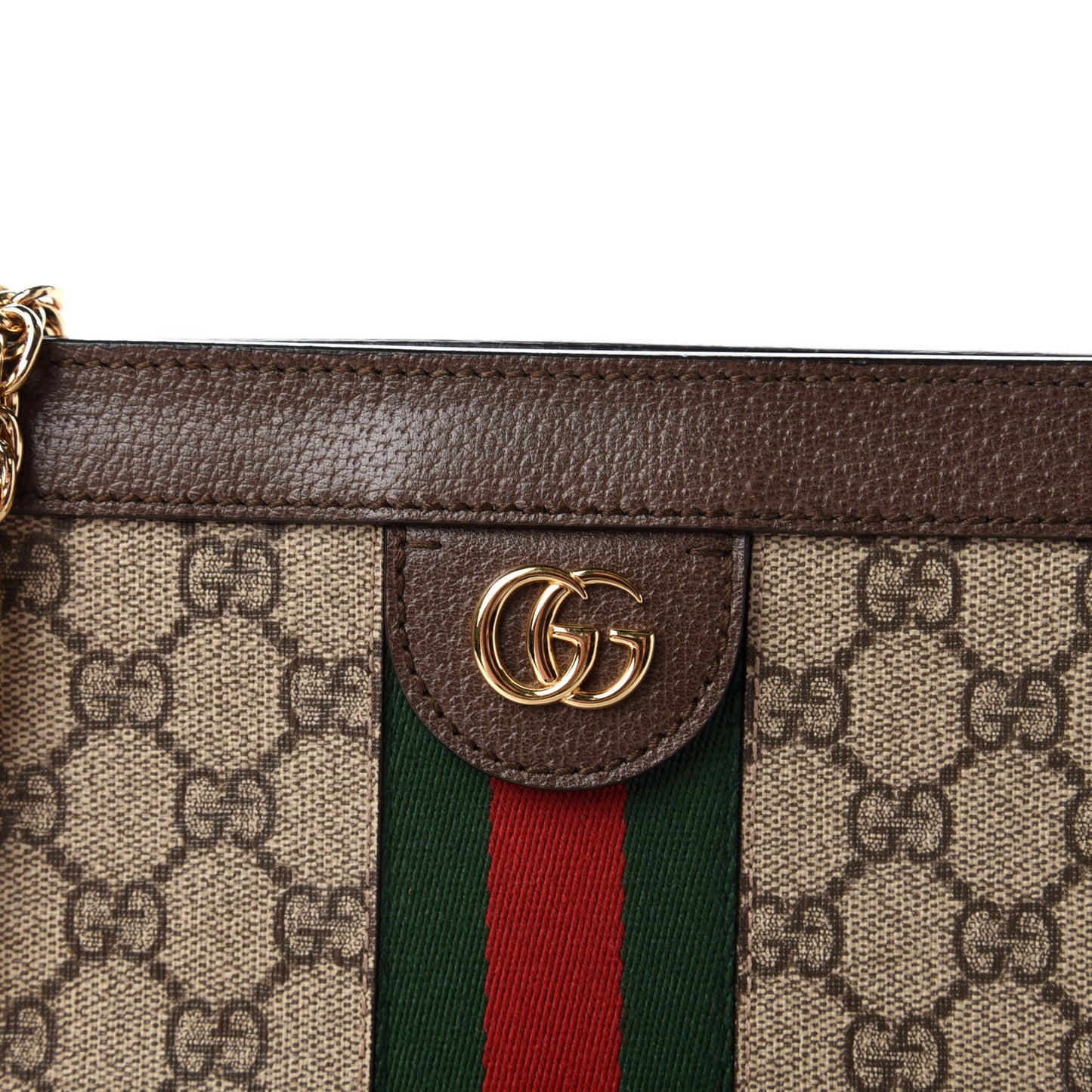 GG Supreme Monogram Web Medium Ophidia Chain Shoulder Bag Brown