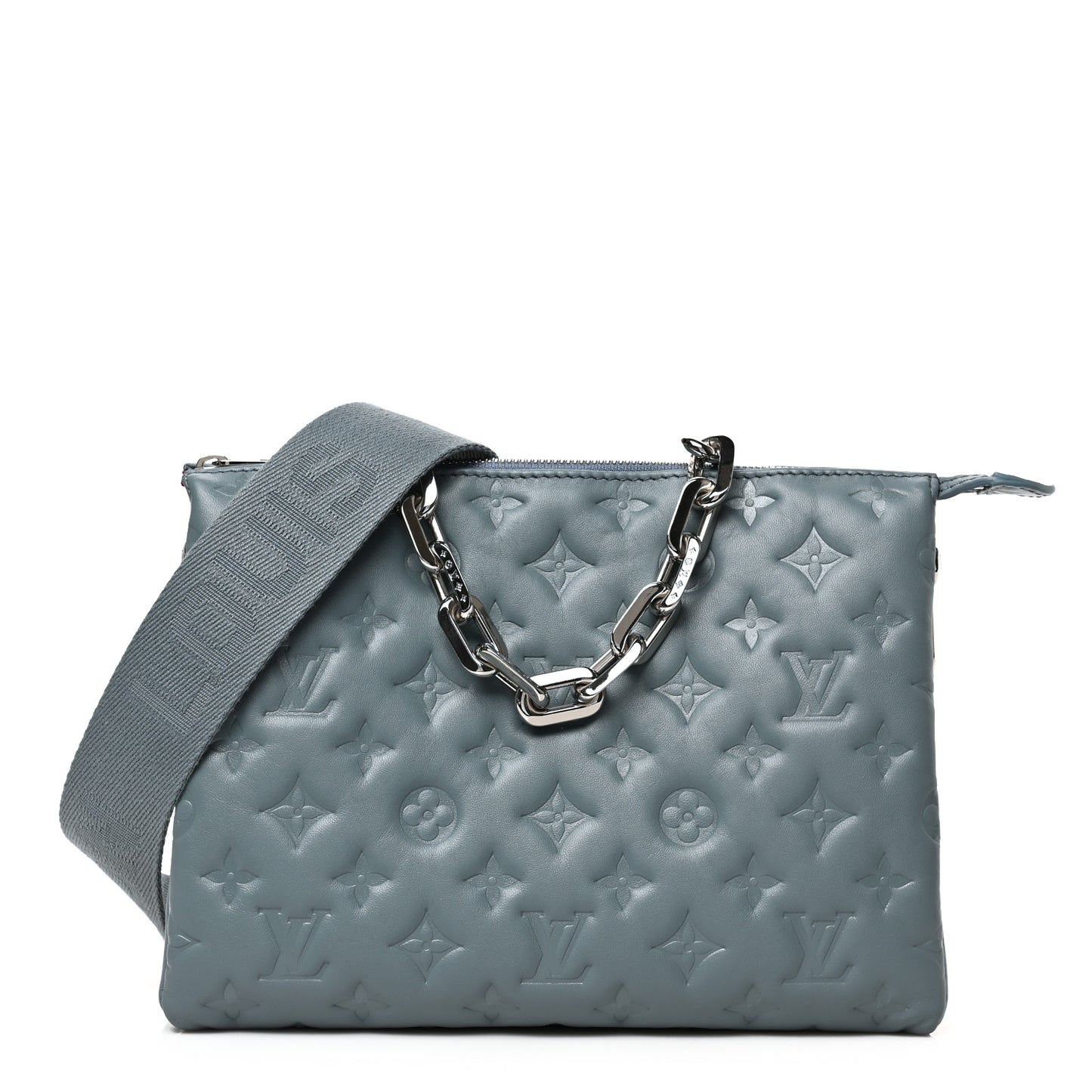 Lambskin Embossed Monogram Coussin PM Blue Glacier