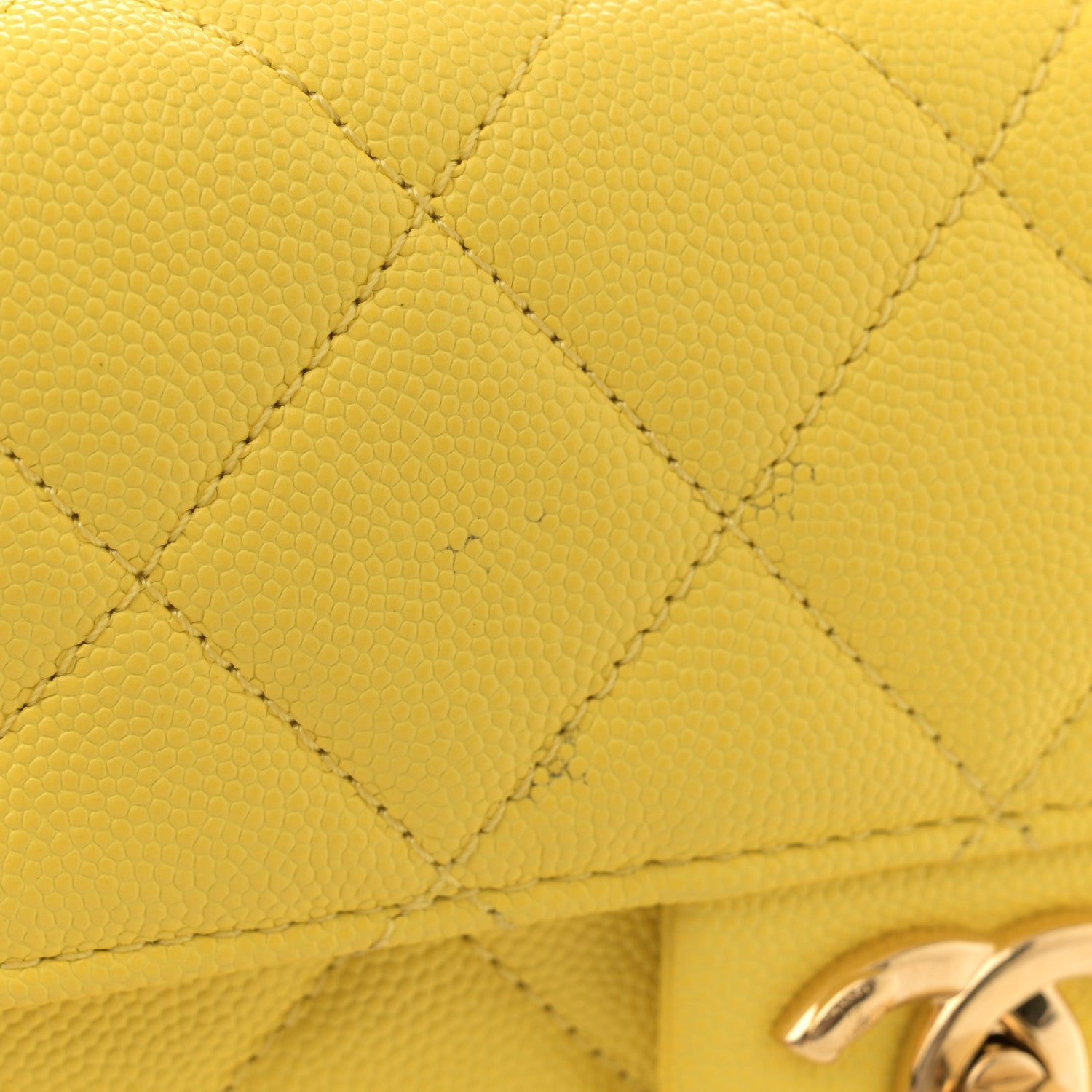 Chanel Caviar Quilted Handy Box Vanity Case Yellow 11 of 13