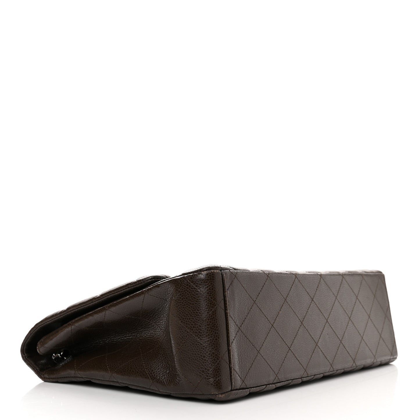Caviar Quilted Maxi Single Flap Dark Brown