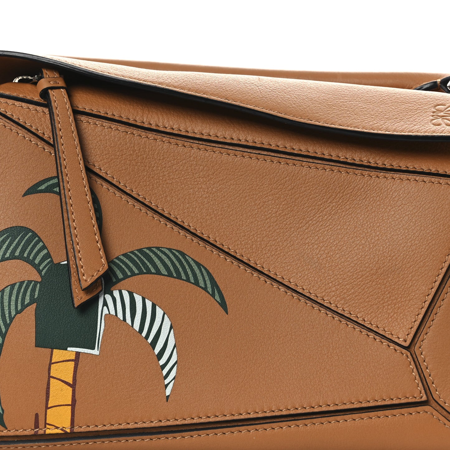 X KEN PRICE Calfskin Small La Palme Puzzle Bag Amber
