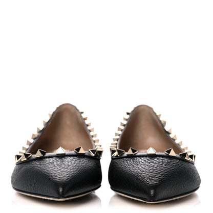Valentino Garavani Pebbled Calfskin Rockstud Ballerina Flats 37 Black 2 of 13