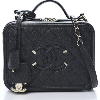Chanel Caviar Quilted Medium CC Filigree Vanity Case Black 8 of 11