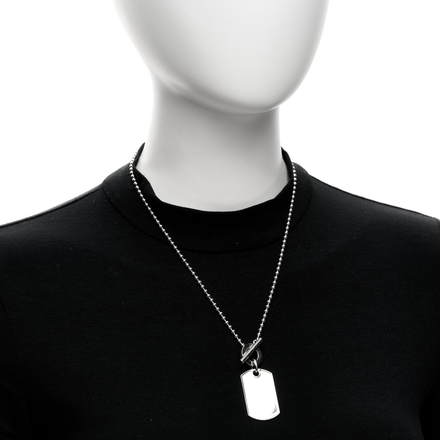 Sterling Silver Crest Dog Tag Toggle Necklace