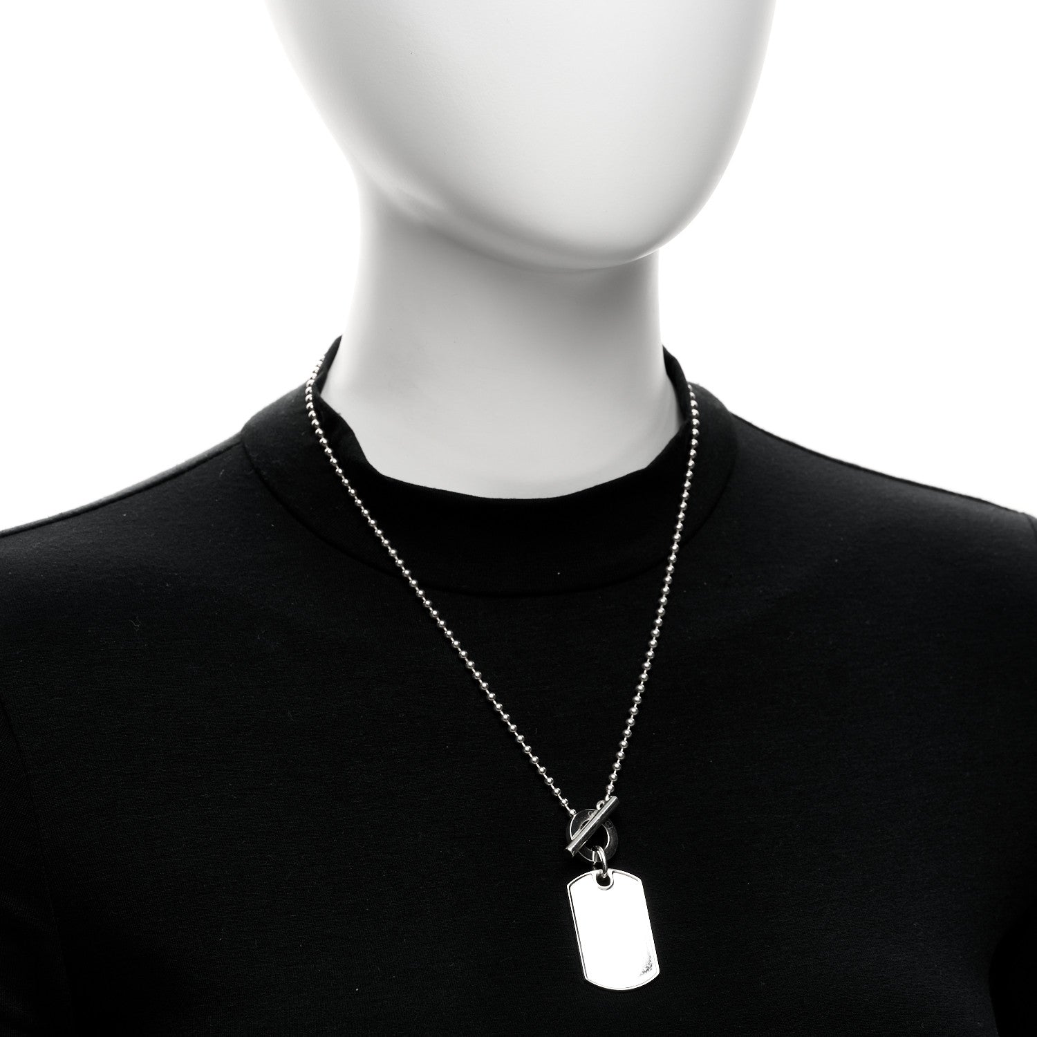 Gucci Sterling Silver Crest Dog Tag Toggle Necklace 2 of 4