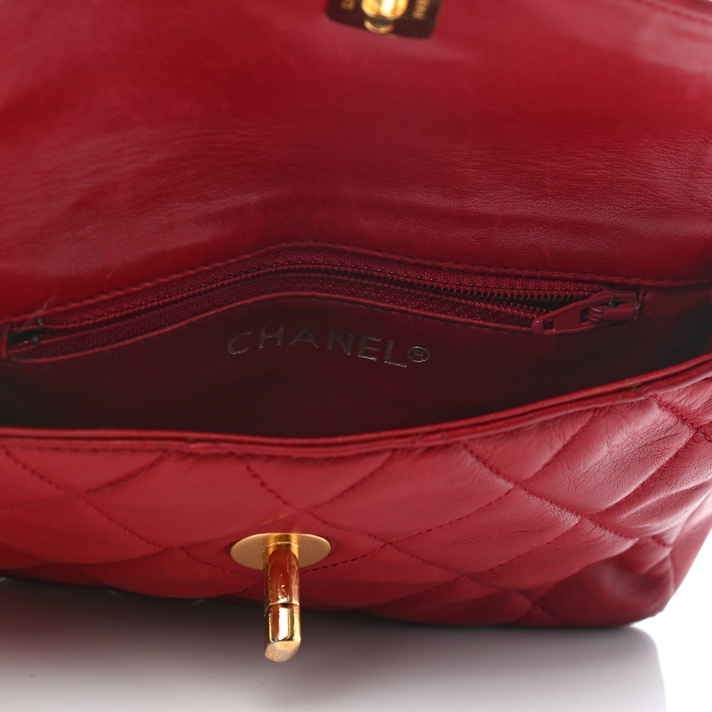 Lambskin Quilted Flap Waist Belt Bag Red