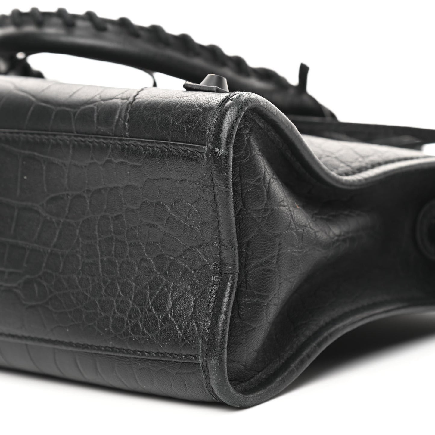 Matte Supple Lambskin Crocodile Embossed Classic Black Hardware S City Black