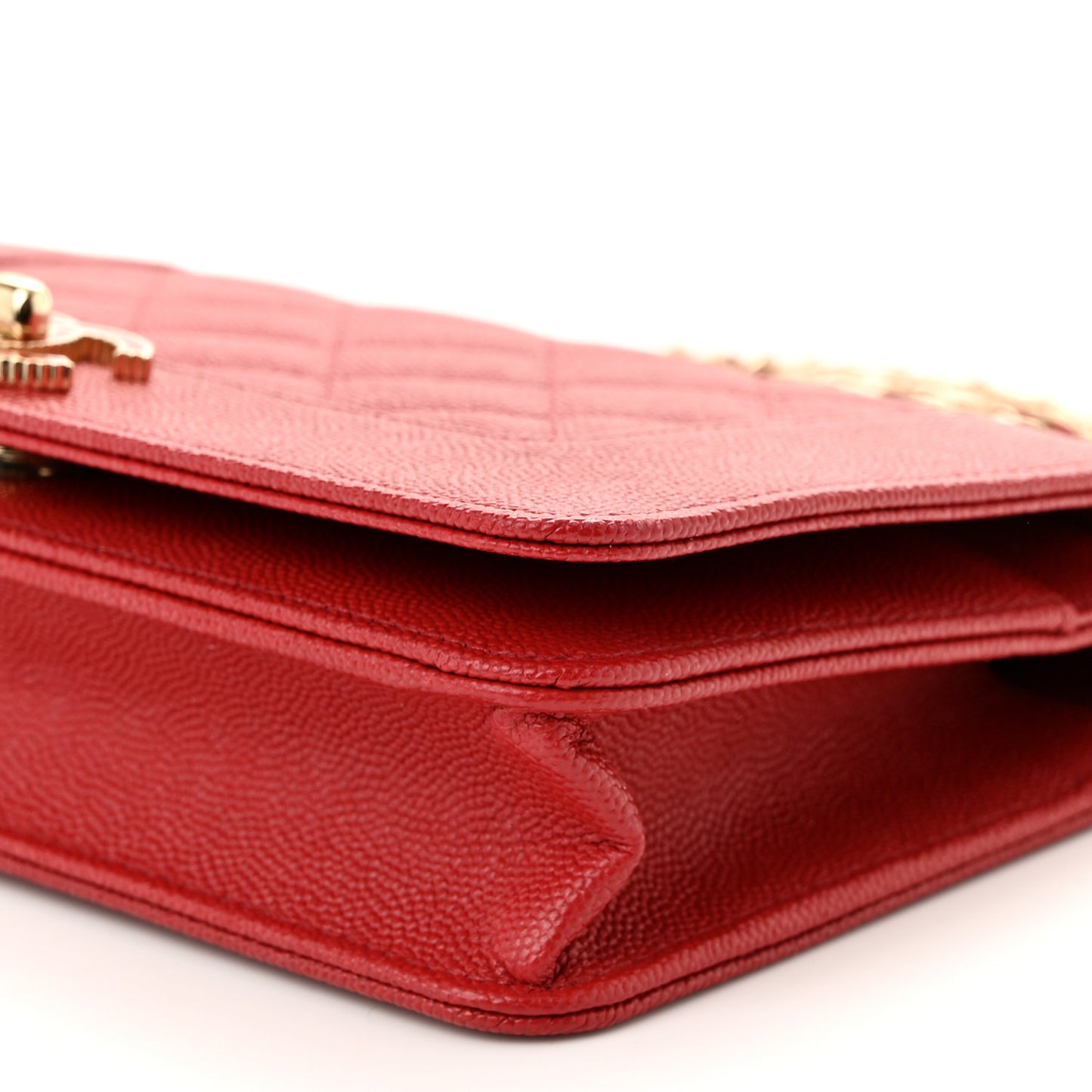 Caviar Quilted Vintage Mademoiselle Wallet On Chain WOC Red